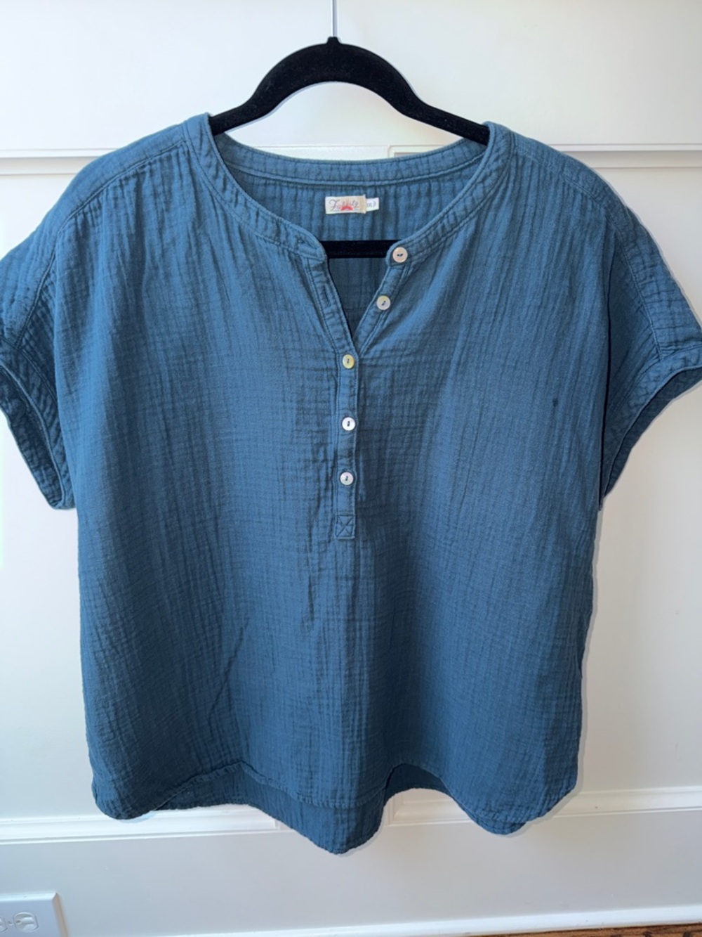 Faherty Dream Organic Cotton Desmond SS Henley Top-Indigo Wash-XXL